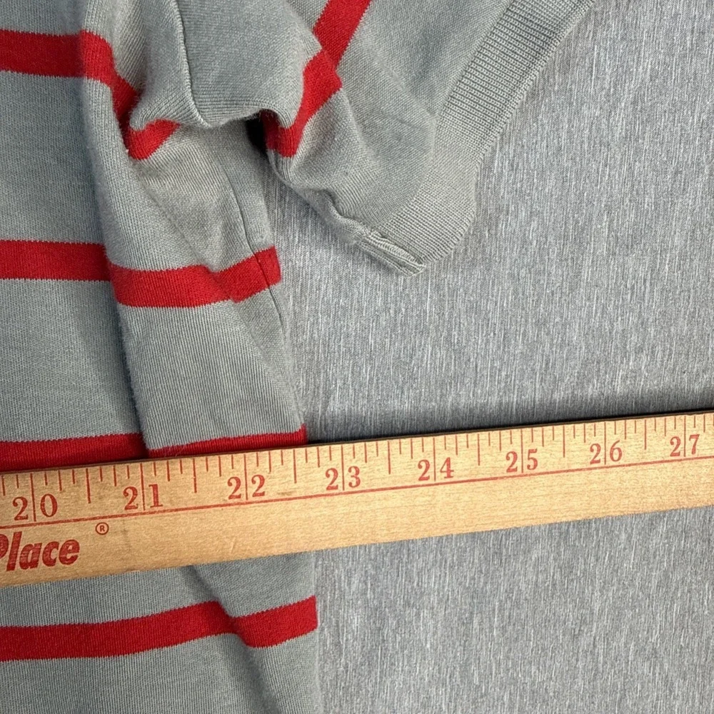 Ralph Lauren Polo Shirt Mens XL  Gray Red Striped Short Sleeve Casual Preppy